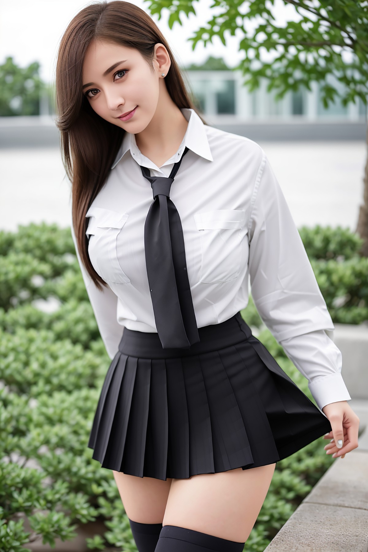 AIModel Vol 133 Sexy White Shirt With Black Short Skirt 0009 4721993266.jpg