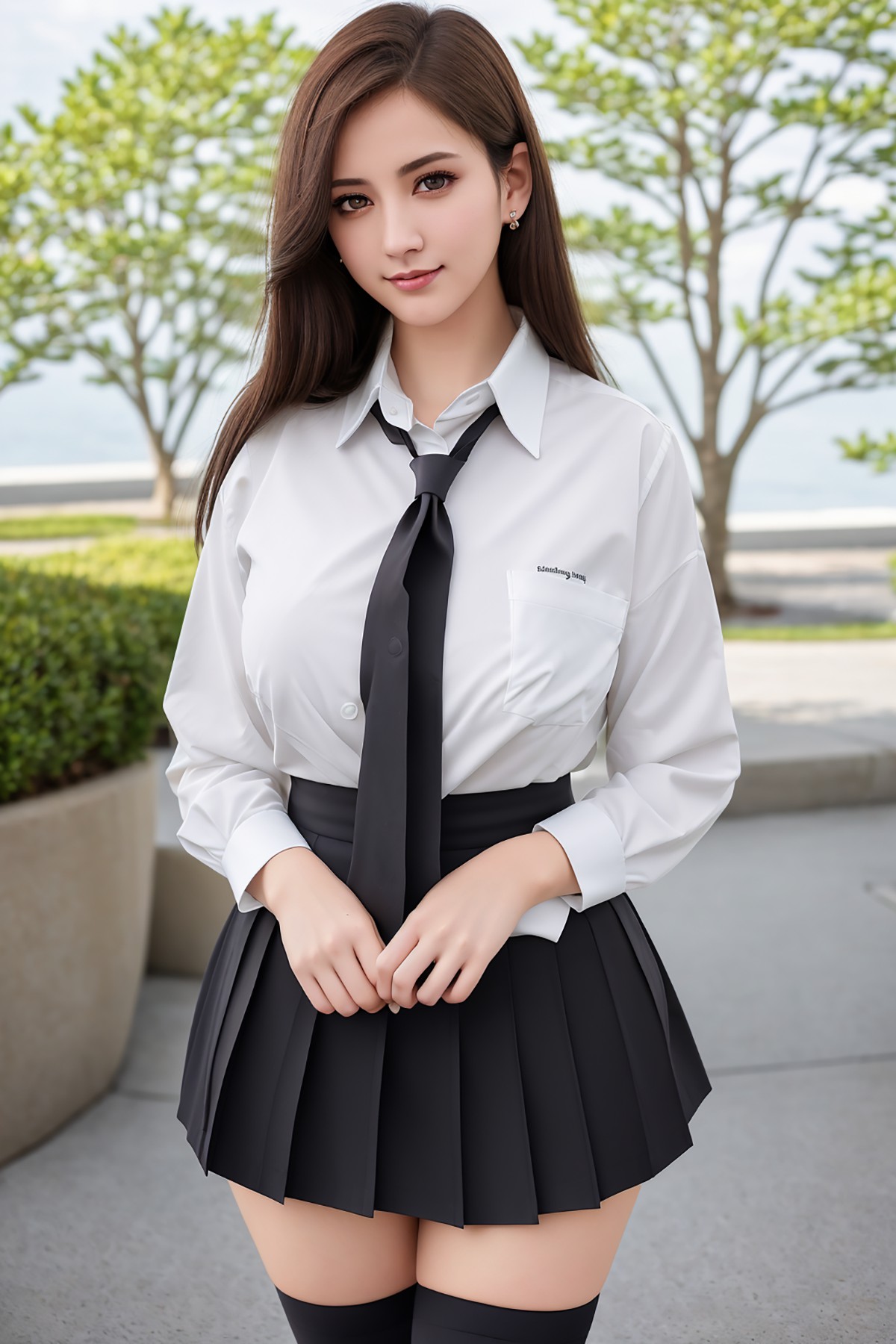 AIModel Vol 133 Sexy White Shirt With Black Short Skirt 0011 7292916787.jpg