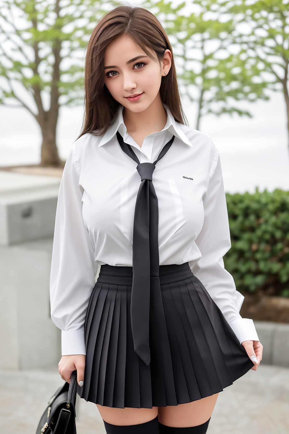 AIModel Vol 133 Sexy White Shirt With Black Short Skirt 0015 7632356179.jpg