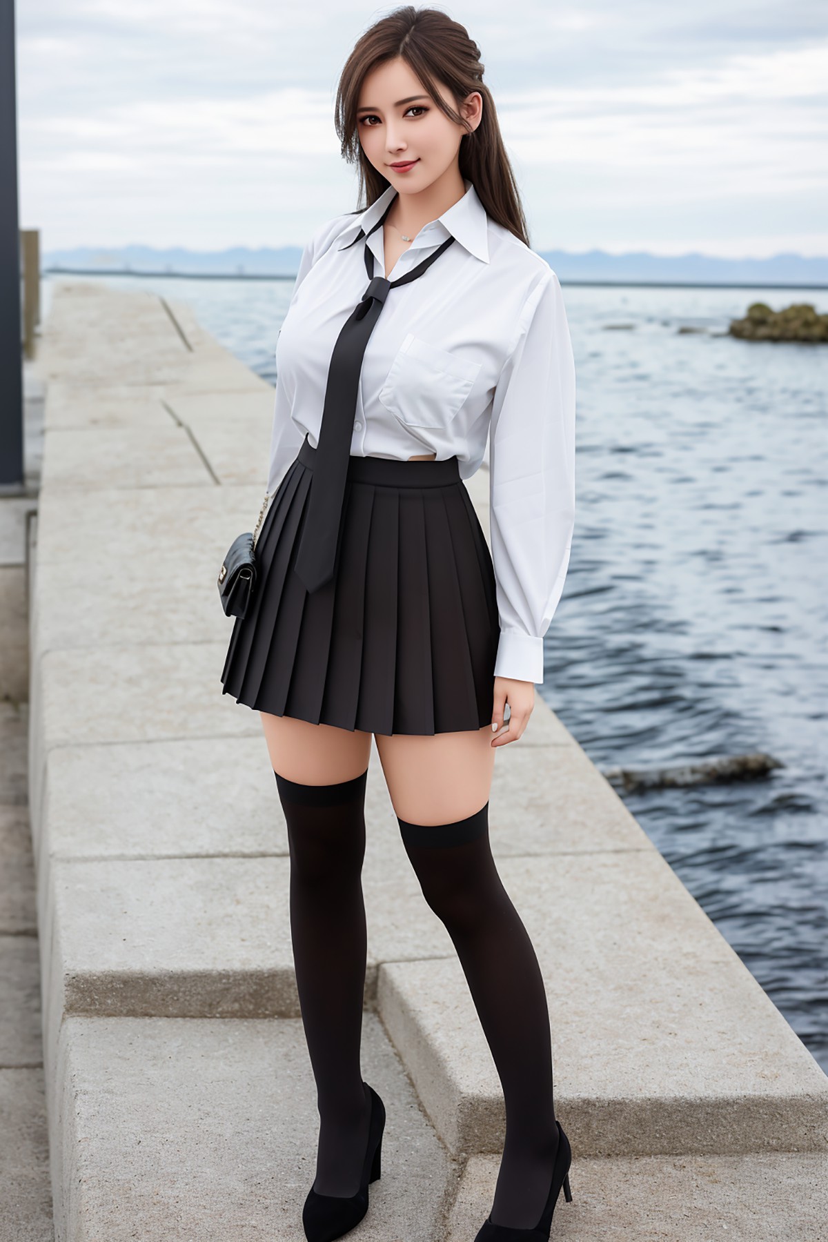 AIModel Vol 133 Sexy White Shirt With Black Short Skirt 0019 1609110847.jpg