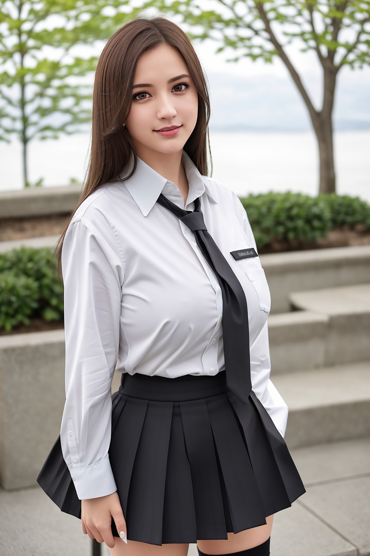 AIModel Vol 133 Sexy White Shirt With Black Short Skirt 0020 0382947423.jpg