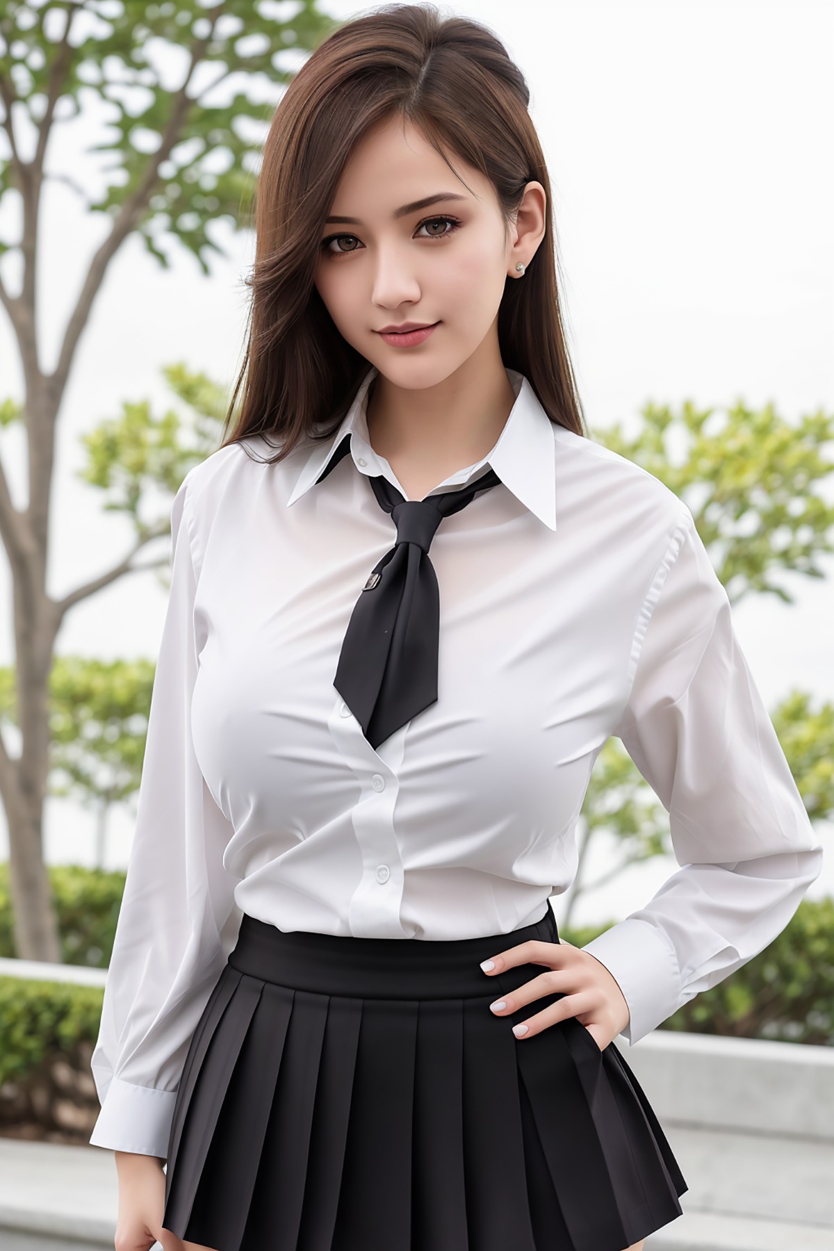 AIModel Vol 133 Sexy White Shirt With Black Short Skirt 0022 8547116215.jpg