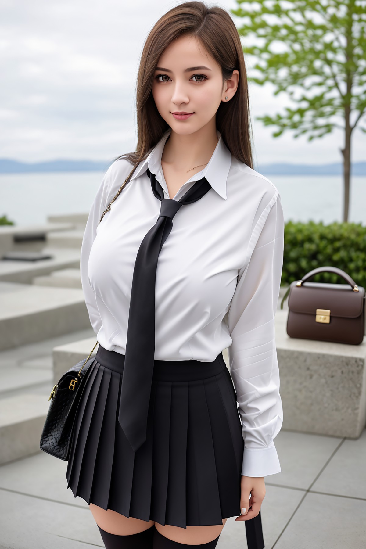 AIModel Vol 133 Sexy White Shirt With Black Short Skirt 0023 2210015526.jpg