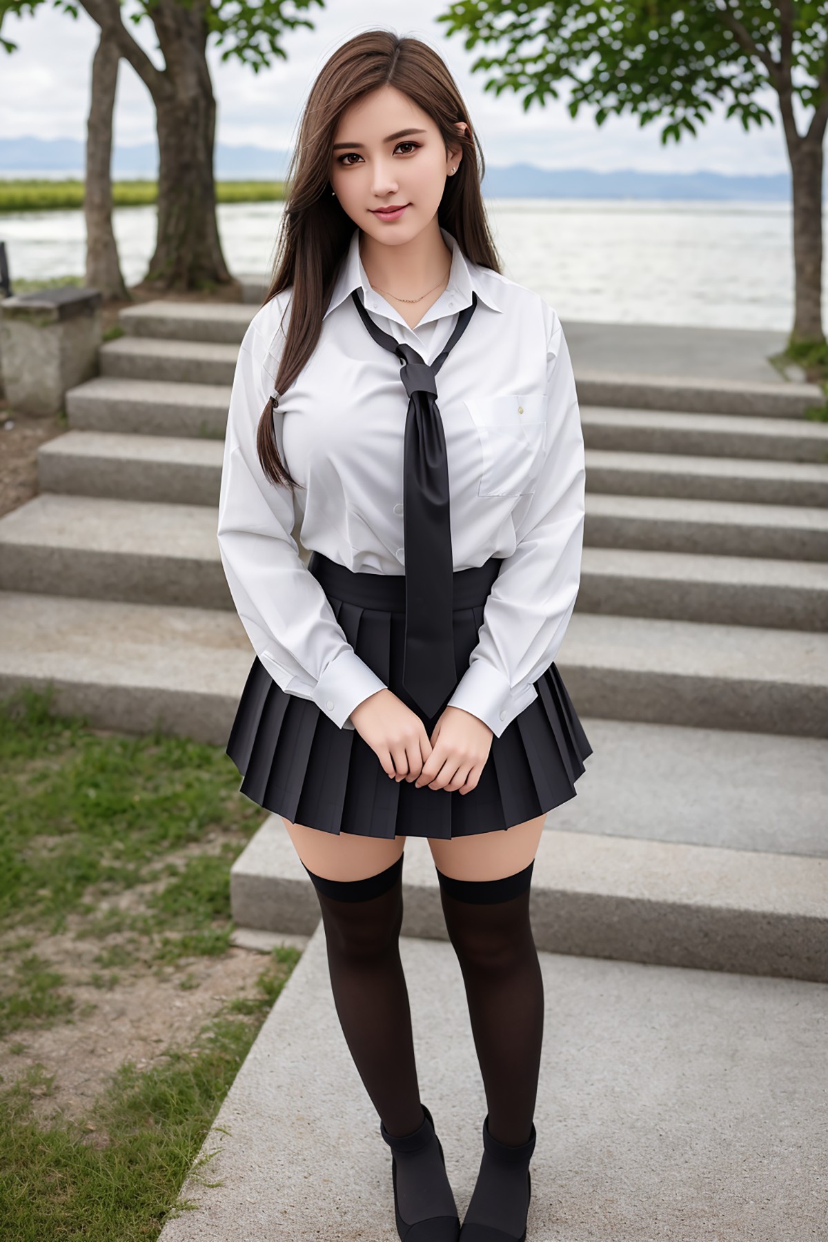 AIModel Vol 133 Sexy White Shirt With Black Short Skirt 0029 3382961771.jpg