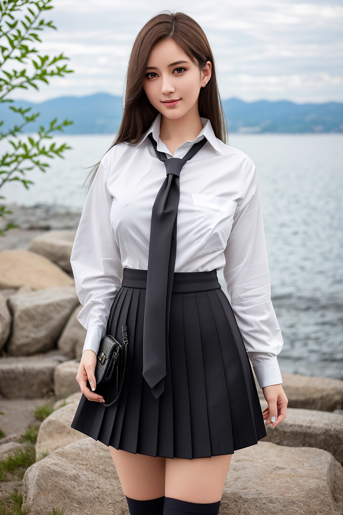 AIModel Vol 133 Sexy White Shirt With Black Short Skirt 0030 7454637942.jpg