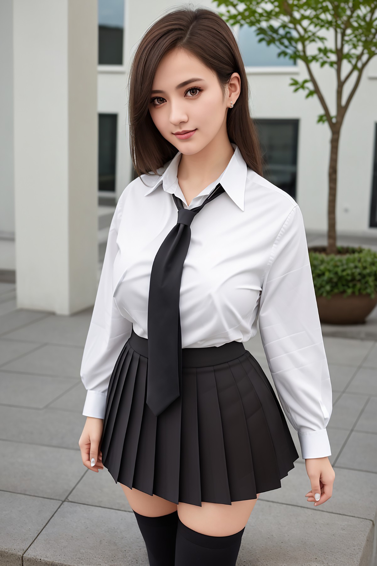 AIModel Vol 133 Sexy White Shirt With Black Short Skirt 0032 5896625737.jpg
